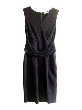 MaxMara Navy Pin‎ Stripe V-Neck Sheath Dress  size IT 44